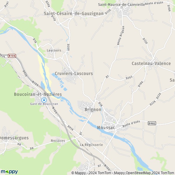 La carte pour la ville de Brignon 30190