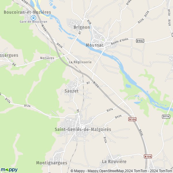 La carte pour la ville de Sauzet 30190