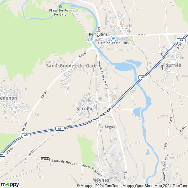 La carte pour la ville de Sernhac 30210