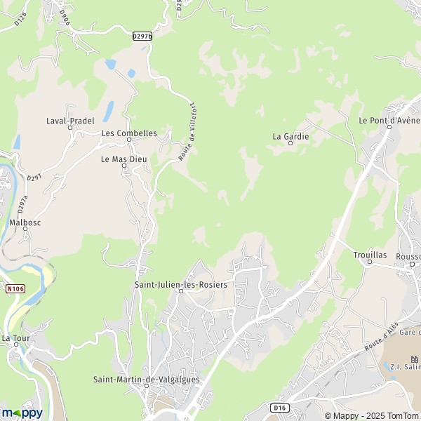 La carte pour la ville de Saint-Julien-les-Rosiers 30340