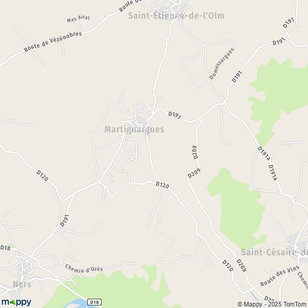 La carte pour la ville de Martignargues 30360