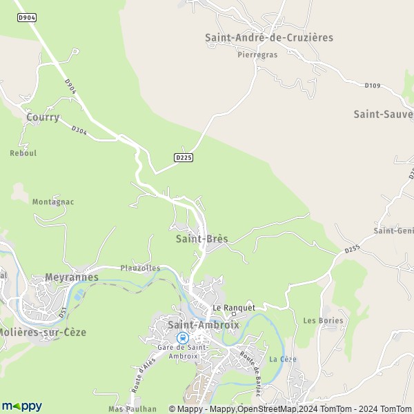 La carte pour la ville de Saint-Brès 30500