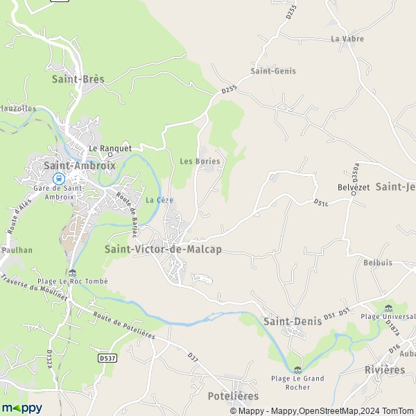 La carte pour la ville de Saint-Victor-de-Malcap 30500