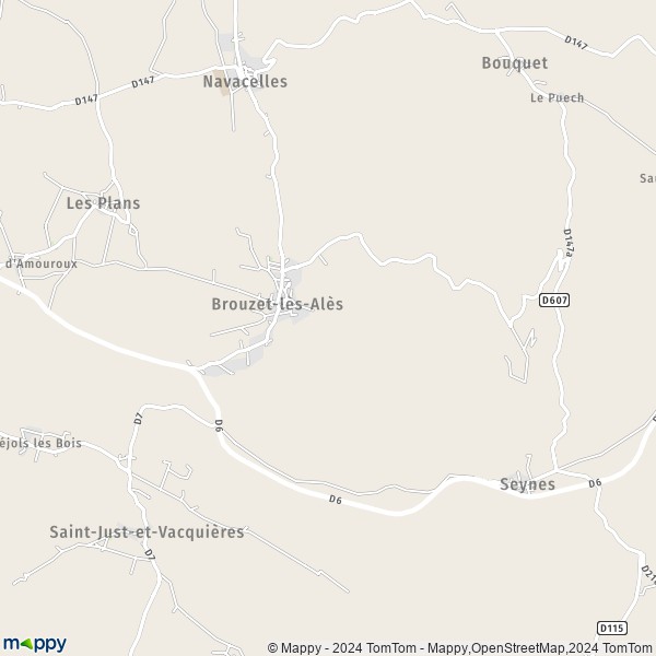 La carte pour la ville de Brouzet-lès-Alès 30580