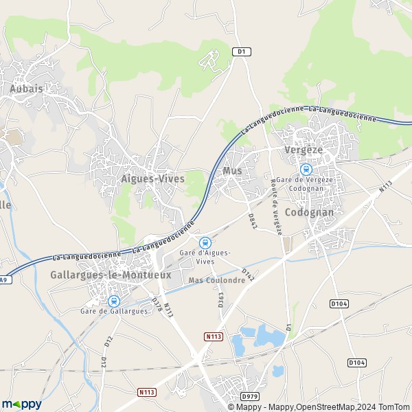 La carte pour la ville de Aigues-Vives 30670