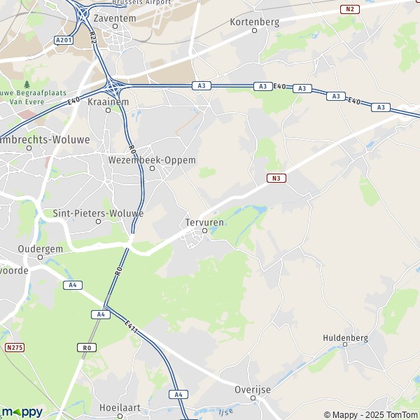 La carte pour la ville de 3080 Tervuren