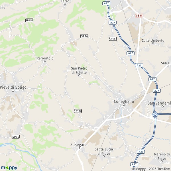 La carte pour la ville de San Pietro di Feletto 31020
