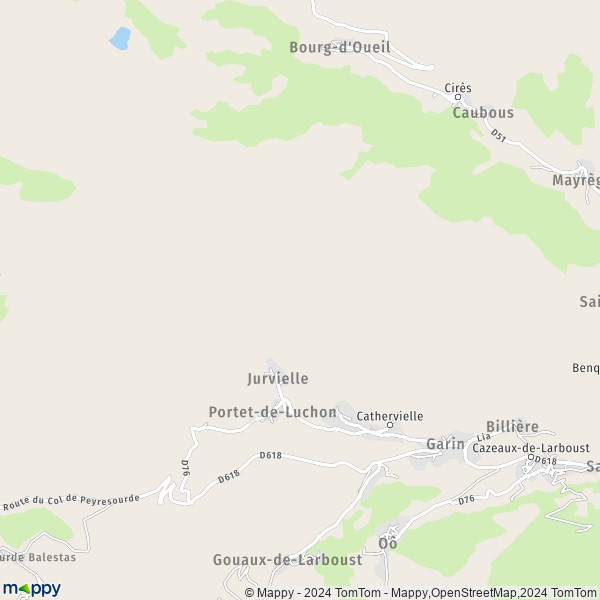 La carte pour la ville de Poubeau 31110