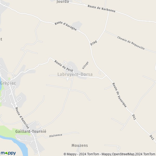 La carte pour la ville de Labruyère-Dorsa 31190