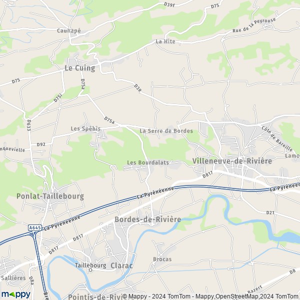 La carte pour la ville de Bordes-de-Rivière 31210