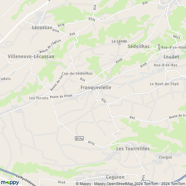 La carte pour la ville de Franquevielle 31210