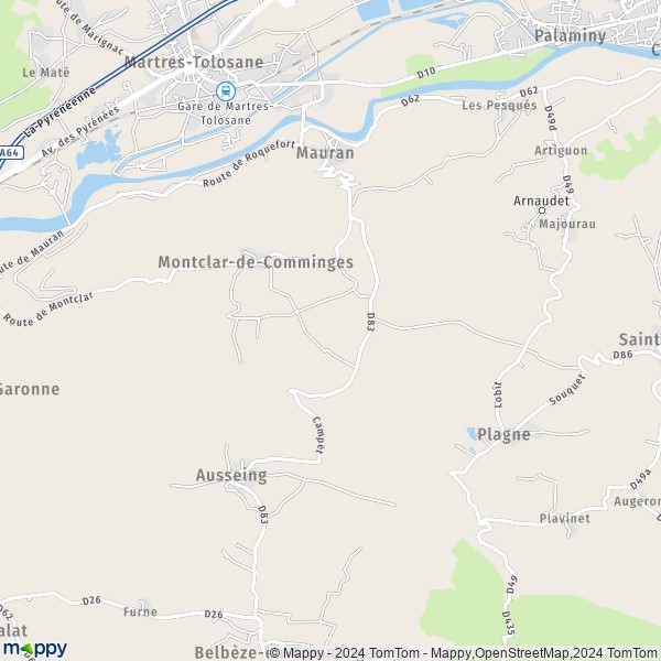 La carte pour la ville de Montclar-de-Comminges 31220