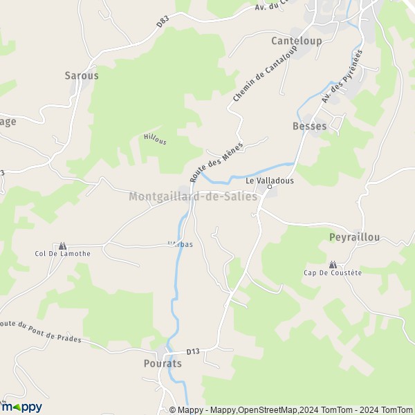 La carte pour la ville de Montgaillard-de-Salies 31260