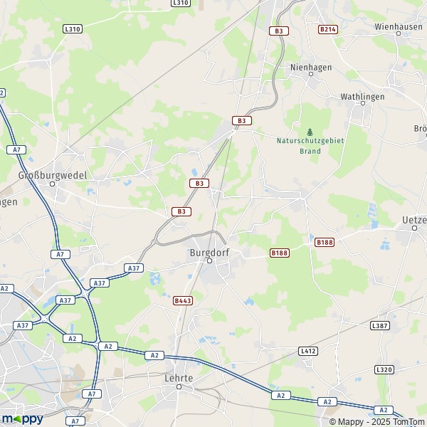 La carte pour la ville de 31303 Burgdorf