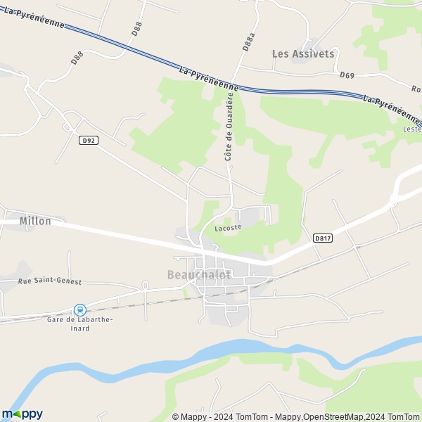 La carte pour la ville de Beauchalot 31360
