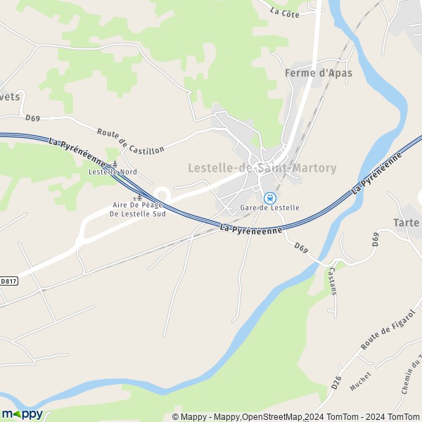 La carte pour la ville de Lestelle-de-Saint-Martory 31360