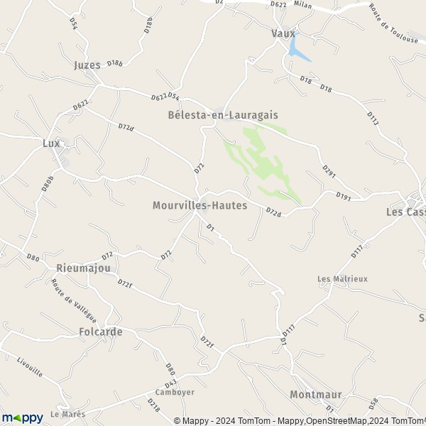 La carte pour la ville de Mourvilles-Hautes 31540