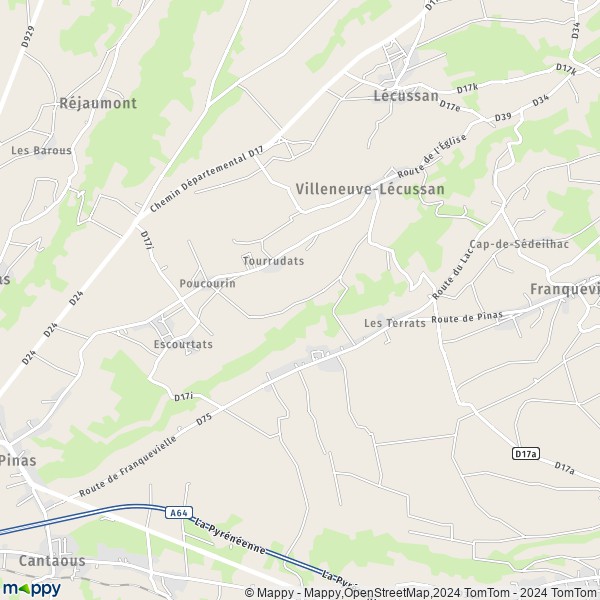 La carte pour la ville de Villeneuve-Lécussan 31580