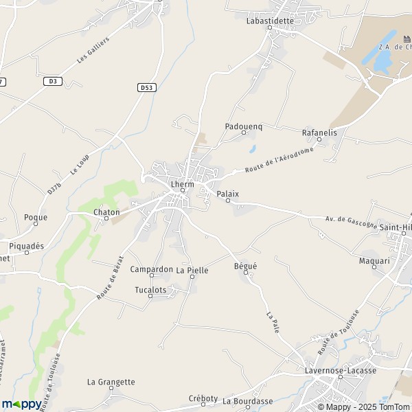 La carte pour la ville de Lherm 31600