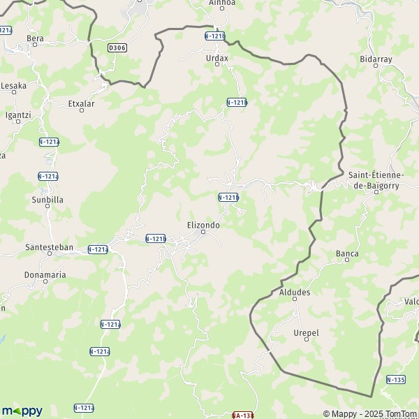 La carte pour la ville de 31700-31796 Baztan
