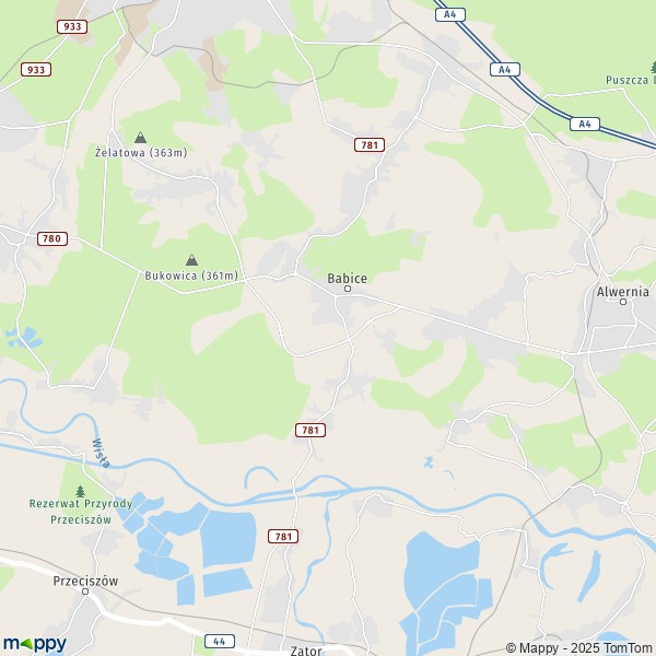 La carte pour la ville de Babice 32-551-32-555
