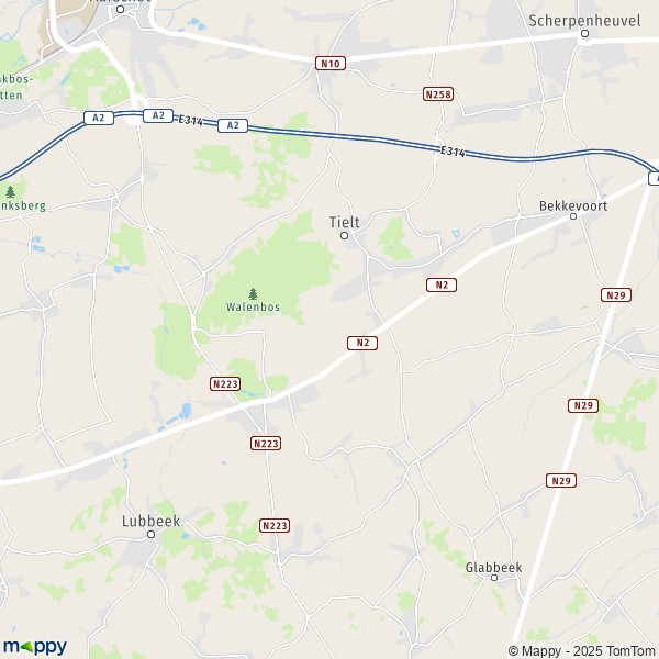 La carte pour la ville de 3202-3460 Tielt-Winge