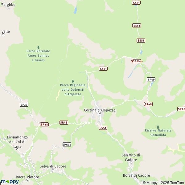 La carte pour la ville de Cortina d'Ampezzo 32043