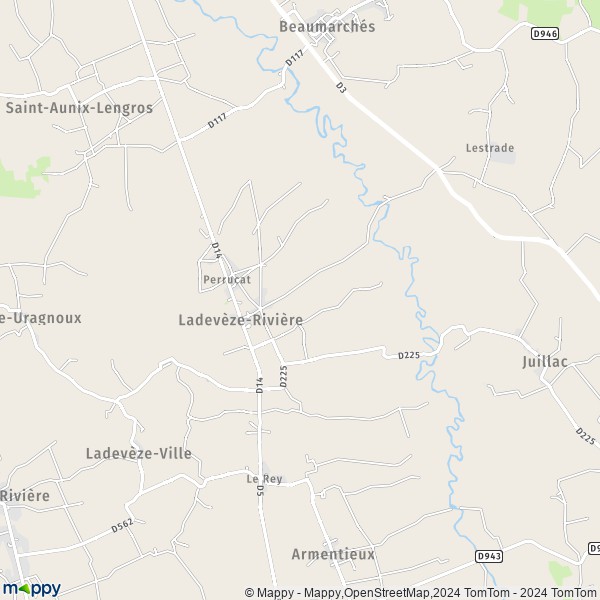 La carte pour la ville de Ladevèze-Rivière 32230