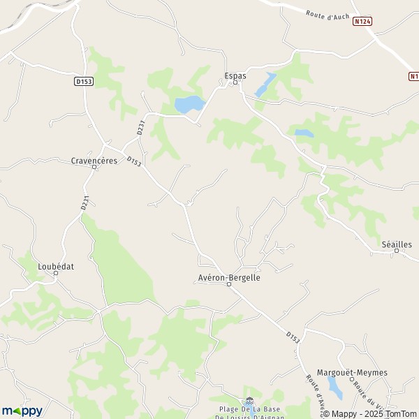 La carte pour la ville de Avéron-Bergelle 32290