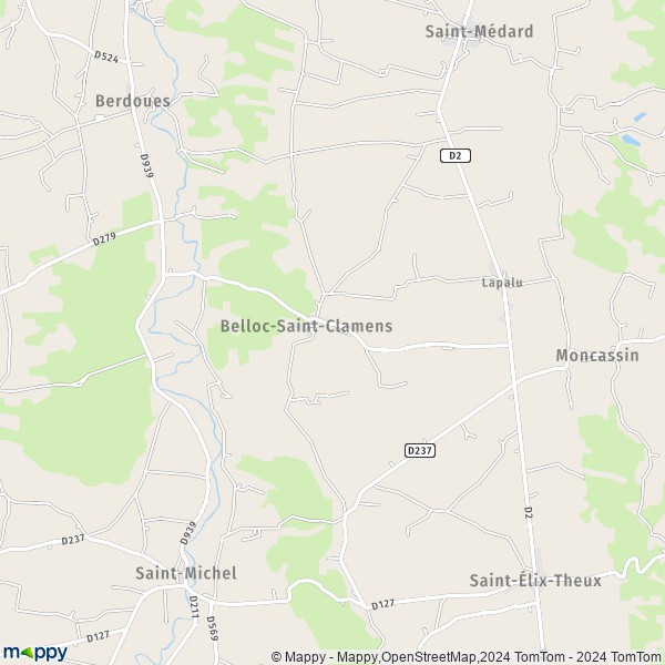 La carte pour la ville de Belloc-Saint-Clamens 32300