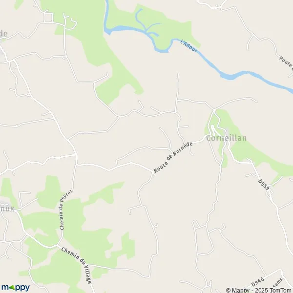 Carte Le Bourdiou, 32400 Corneillan