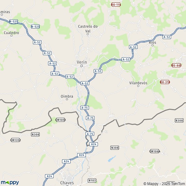 La carte pour la ville de 32600-32699 Verín