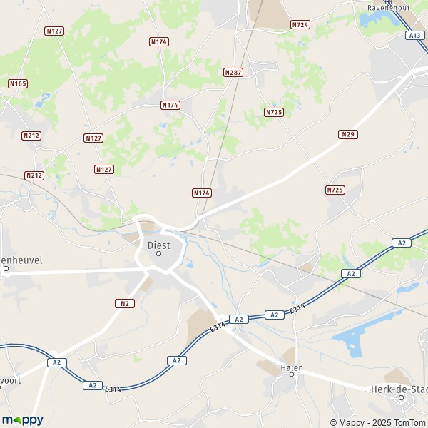 La carte pour la ville de 3270-3294 Diest