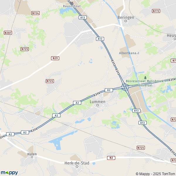 La carte pour la ville de 3290-3560 Lummen