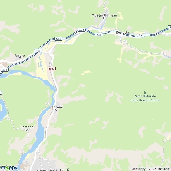 La carte pour la ville de Venzone 33010