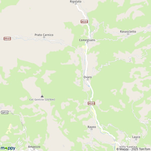La carte pour la ville de Ovaro 33025