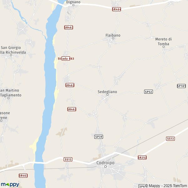 La carte pour la ville de Sedegliano 33039
