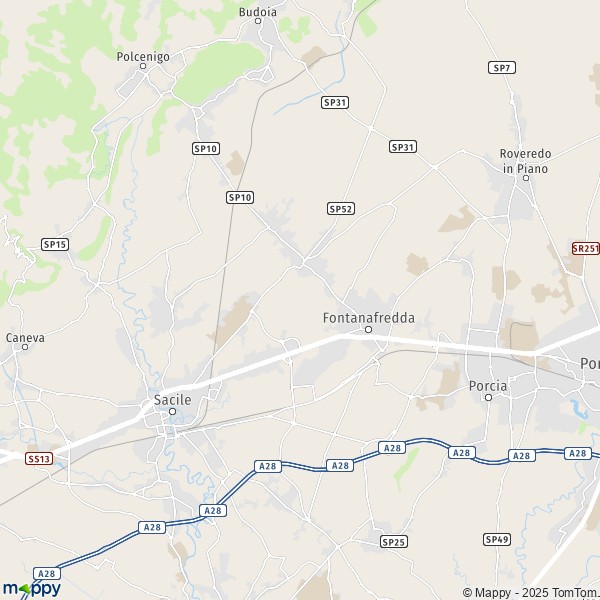 La carte pour la ville de Fontanafredda 33074