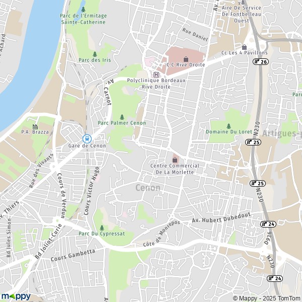 Plan Cenon : carte de Cenon (33150) et infos pratiques