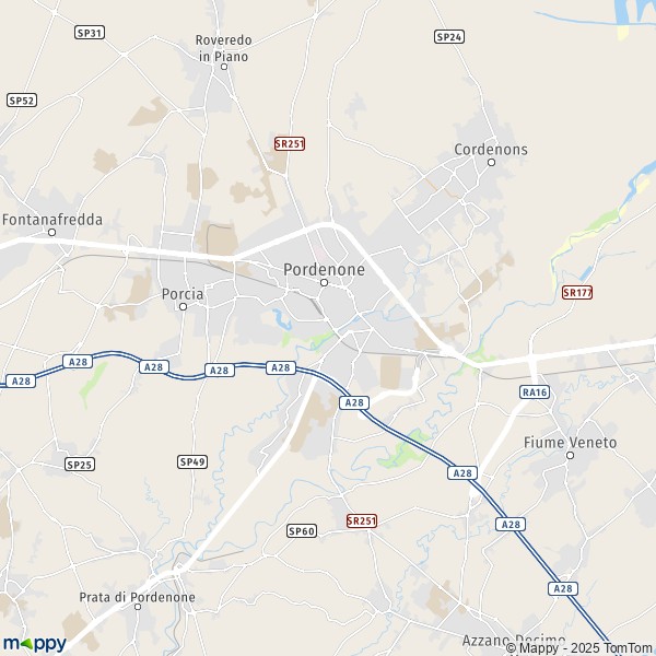 La carte pour la ville de Pordenone 33170