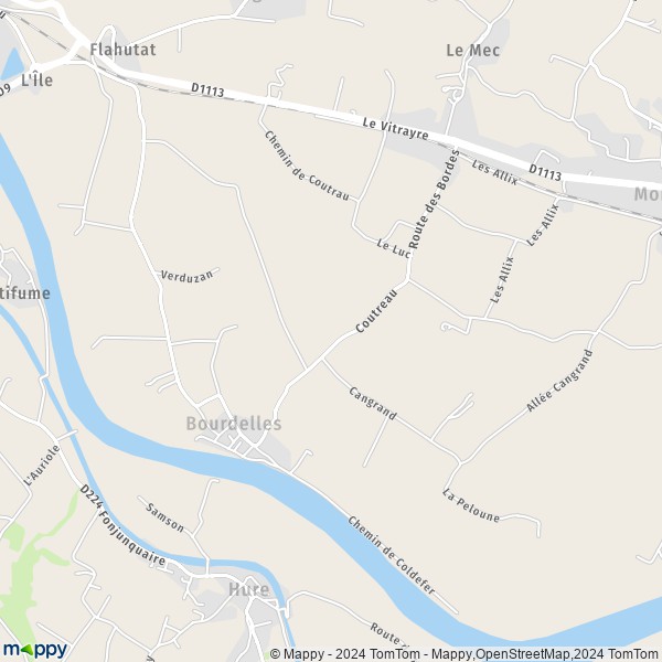 La carte pour la ville de Bourdelles 33190
