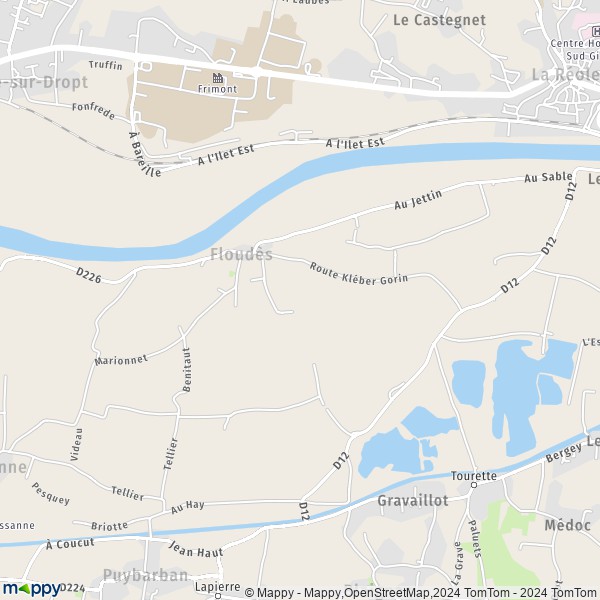 La carte pour la ville de Floudès 33190