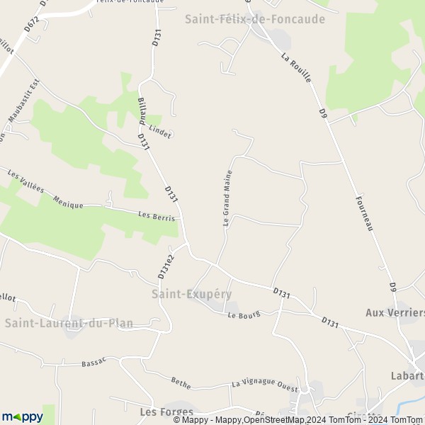 La carte pour la ville de Saint-Exupéry 33190