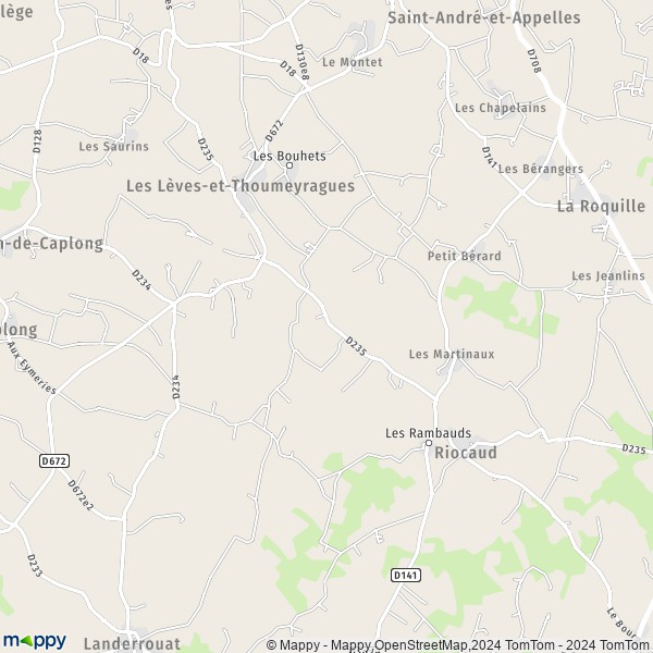 La carte pour la ville de Les Lèves-et-Thoumeyragues 33220