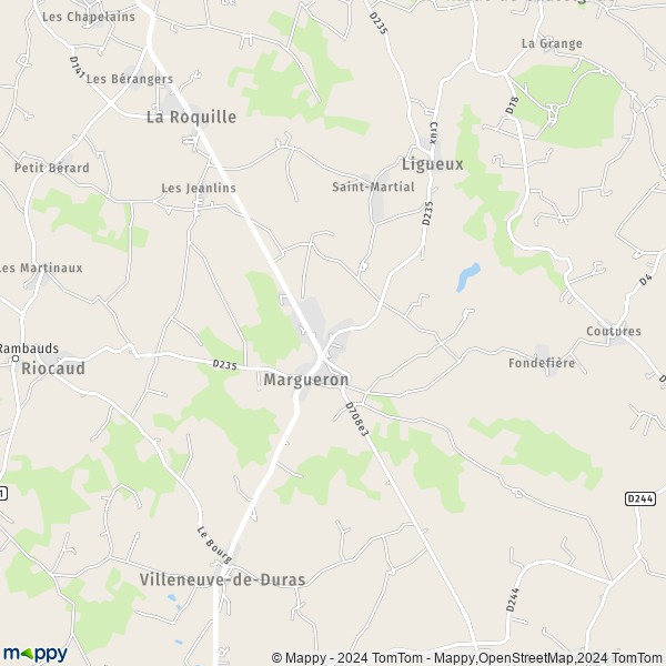 La carte pour la ville de Margueron 33220