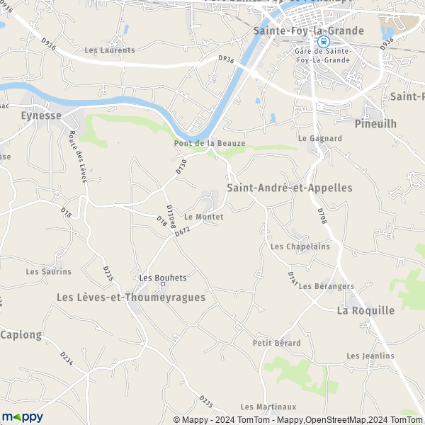 La carte pour la ville de Saint-André-et-Appelles 33220