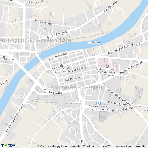La carte pour la ville de Sainte-Foy-la-Grande 33220