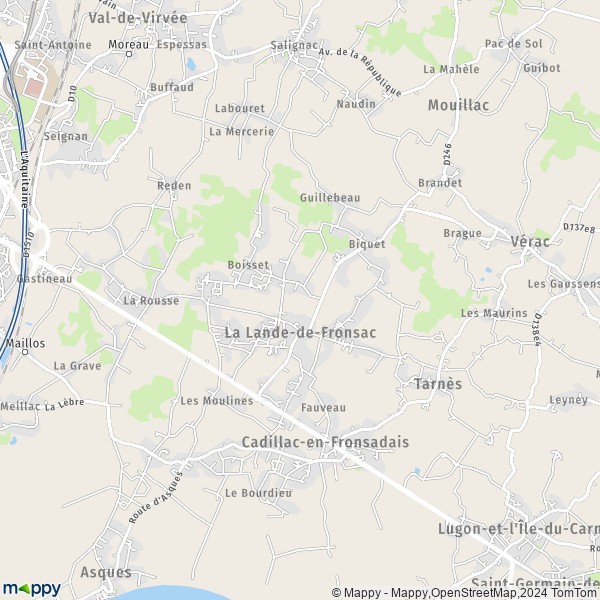 La carte pour la ville de La Lande-de-Fronsac 33240