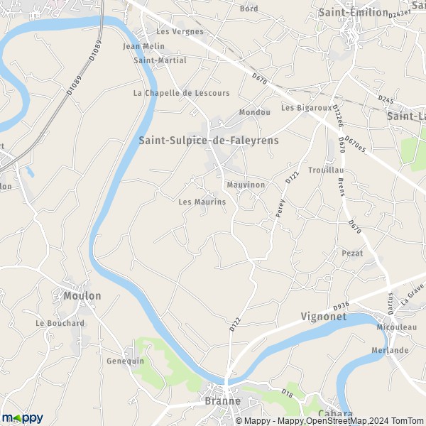 La carte pour la ville de Saint-Sulpice-de-Faleyrens 33330