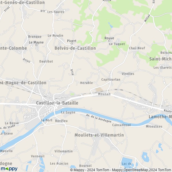 La carte pour la ville de Castillon-la-Bataille 33350